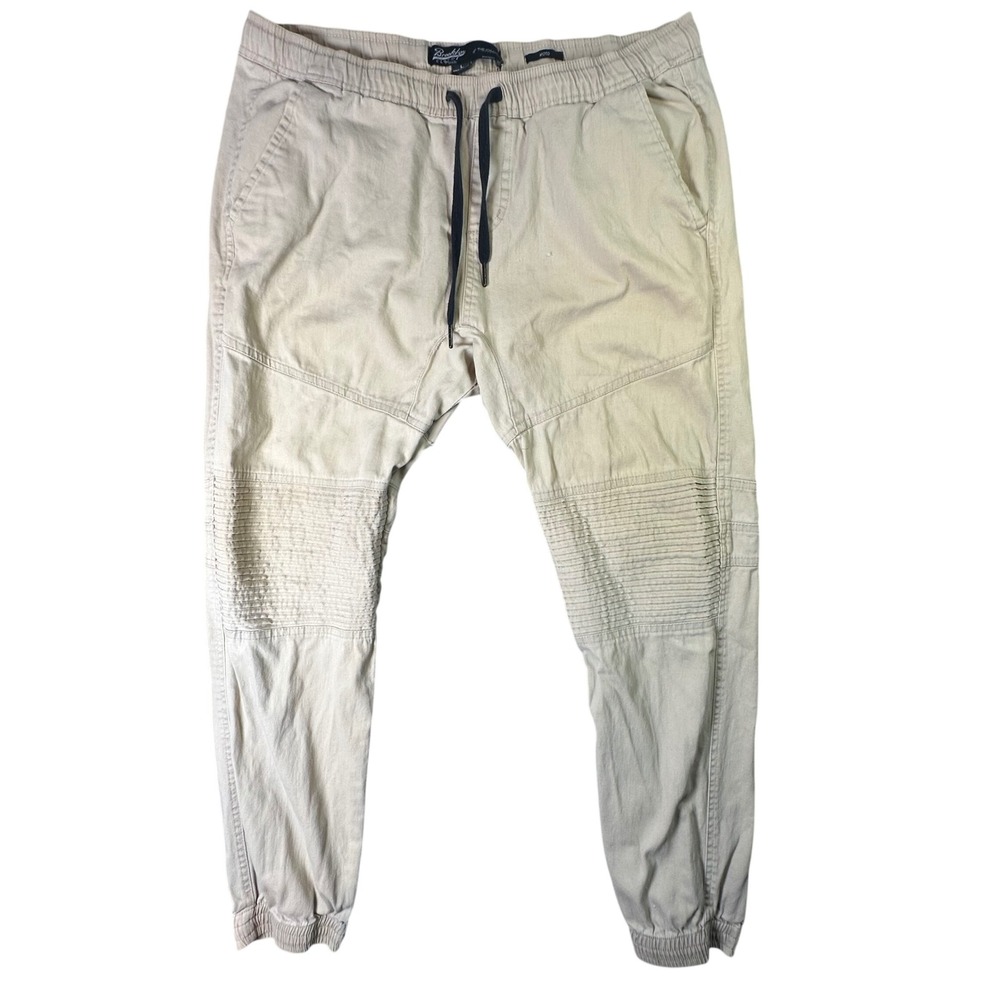 Brooklyn Cloth Moto Joggers Khaki Tan Biker Streetwear Size L Mens Pants